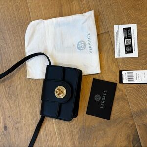 Versace Medusa Black Crossbody Card Holder on Strap